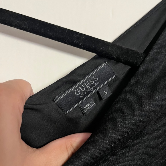 GUESS BLACK STRAPLESS COCKTAIL DRESS OPEN CRISS CROSS BACK ZIPPER/ MESH CUTOUTS - Picture 6 of 6